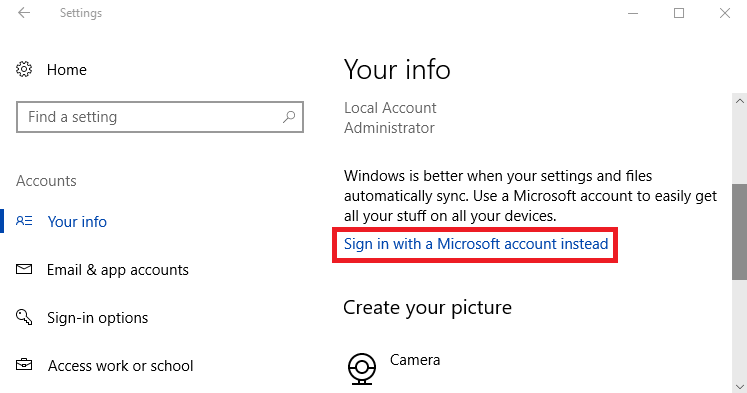 2-modifier le courrier électronique de l'administrateur sur Windows 10